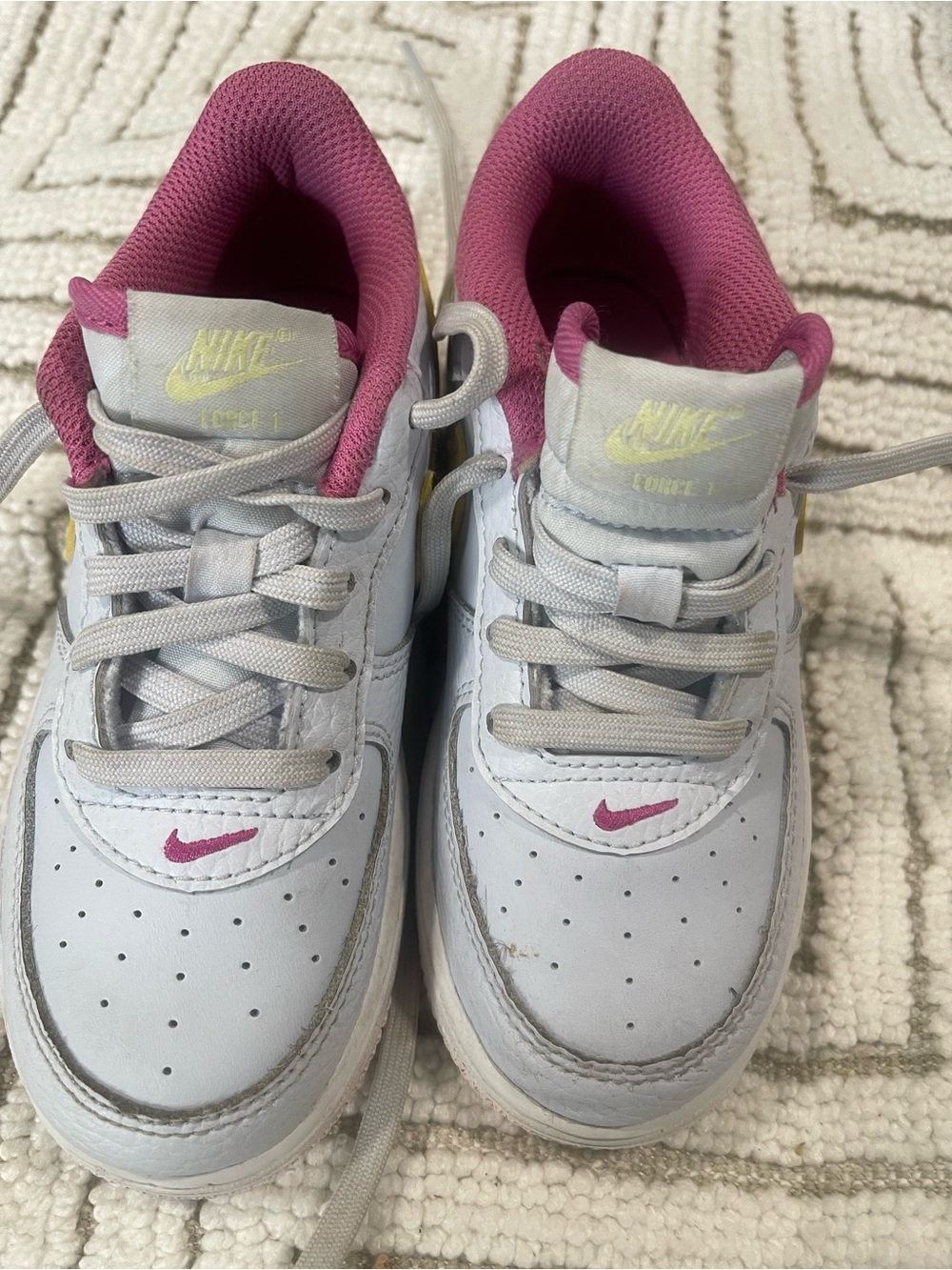 Nike Kids White Sneakers with Pink Accents